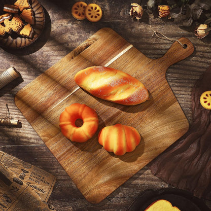 12 Packs Acacia Wooden Cutting Board Set with Handles Large 15 x 7 Inch Kitchen Serving Plain Chopping Board Bulk Gifts for Christmas Vegetables Meat Pizza Cheese Fruit Bread