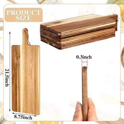 12 Packs Acacia Wooden Cutting Board Set with Handles Large 15 x 7 Inch Kitchen Serving Plain Chopping Board Bulk Gifts for Christmas Vegetables Meat Pizza Cheese Fruit Bread