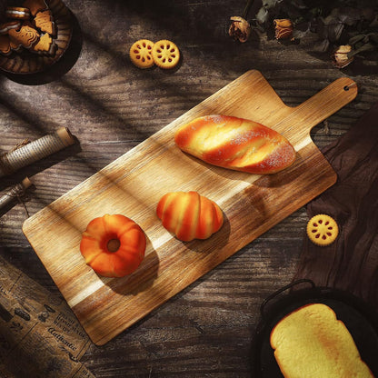 12 Packs Acacia Wooden Cutting Board Set with Handles Large 15 x 7 Inch Kitchen Serving Plain Chopping Board Bulk Gifts for Christmas Vegetables Meat Pizza Cheese Fruit Bread