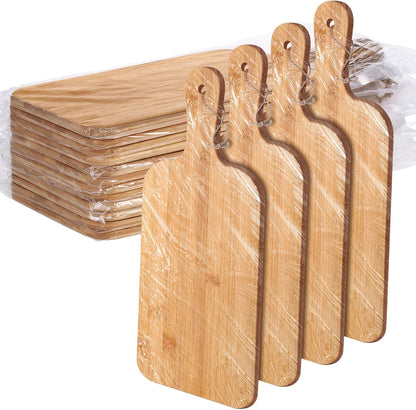 12 Packs Acacia Wooden Cutting Board Set with Handles Large 15 x 7 Inch Kitchen Serving Plain Chopping Board Bulk Gifts for Christmas Vegetables Meat Pizza Cheese Fruit Bread