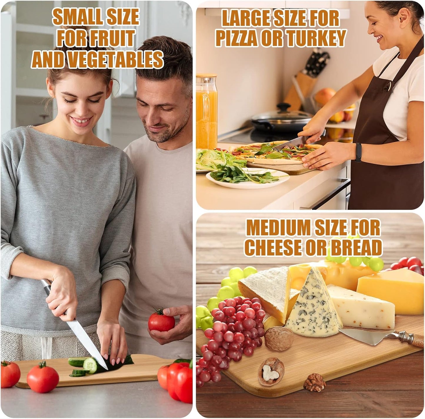 12 Packs Acacia Wooden Cutting Board Set with Handles Large 15 x 7 Inch Kitchen Serving Plain Chopping Board Bulk Gifts for Christmas Vegetables Meat Pizza Cheese Fruit Bread
