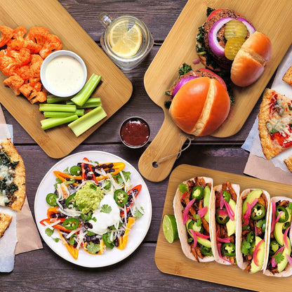 12 Packs Acacia Wooden Cutting Board Set with Handles Large 15 x 7 Inch Kitchen Serving Plain Chopping Board Bulk Gifts for Christmas Vegetables Meat Pizza Cheese Fruit Bread