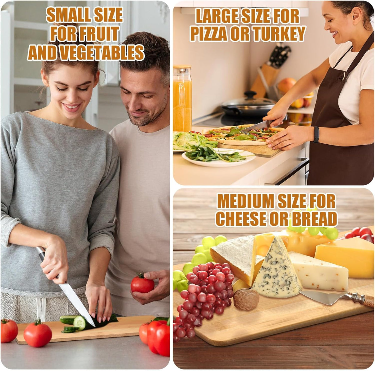 12 Packs Acacia Wooden Cutting Board Set with Handles Large 15 x 7 Inch Kitchen Serving Plain Chopping Board Bulk Gifts for Christmas Vegetables Meat Pizza Cheese Fruit Bread