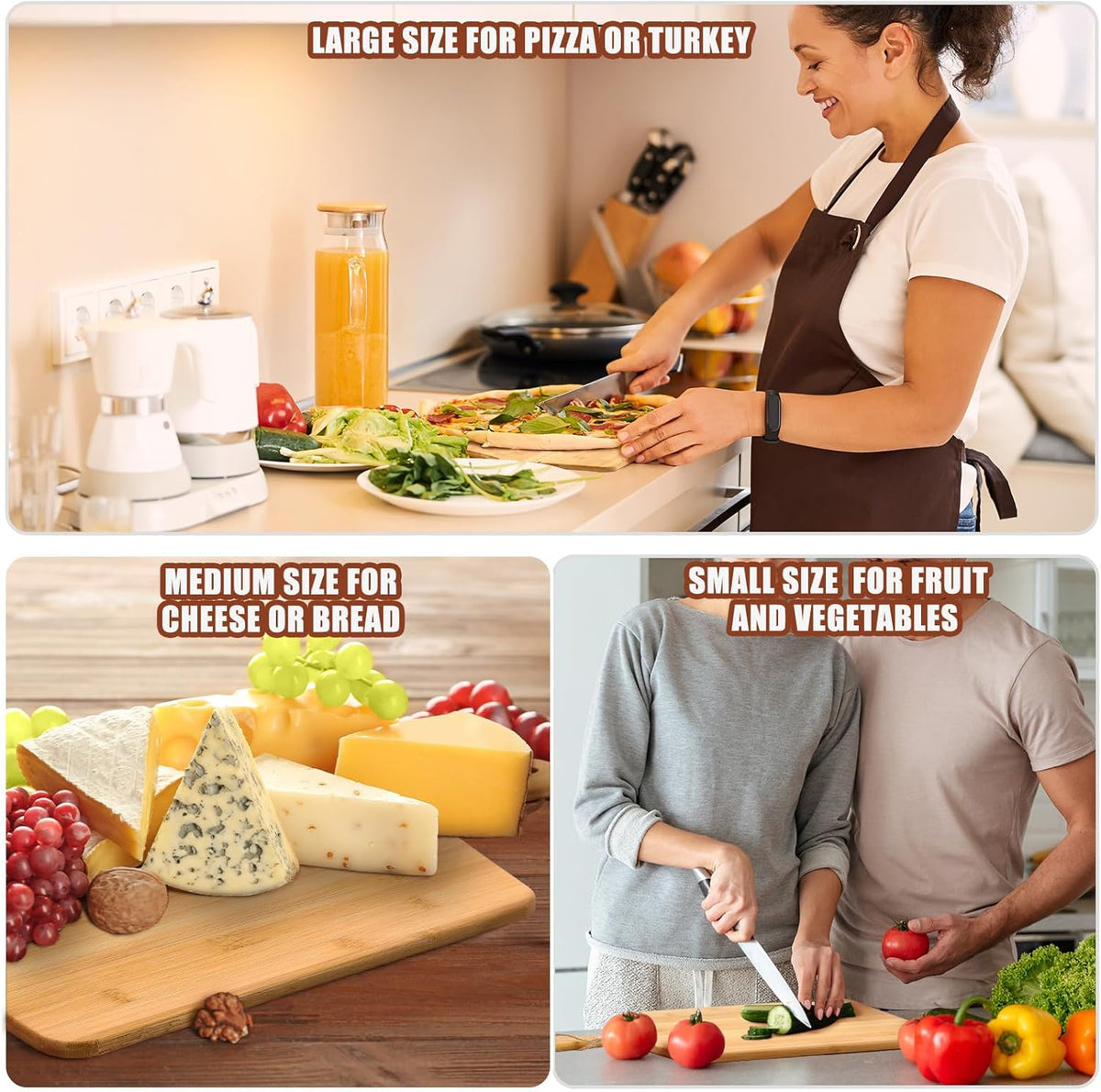 12 Packs Acacia Wooden Cutting Board Set with Handles Large 15 x 7 Inch Kitchen Serving Plain Chopping Board Bulk Gifts for Christmas Vegetables Meat Pizza Cheese Fruit Bread