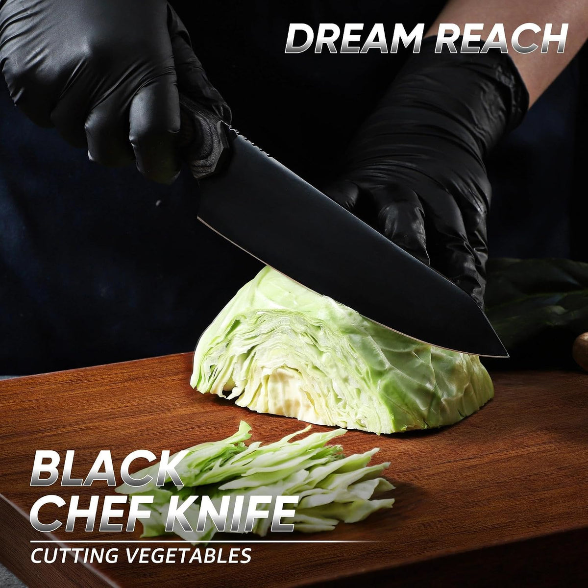 Kiritsuke Chef Knife - High Carbon Steel Sharp Kitchen Knife with Full Tang Handle, Hand Forged Black Cooking Knives for Birthday Mother Father Gift