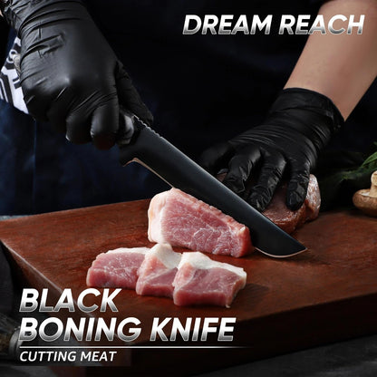 Kiritsuke Chef Knife - High Carbon Steel Sharp Kitchen Knife with Full Tang Handle, Hand Forged Black Cooking Knives for Birthday Mother Father Gift