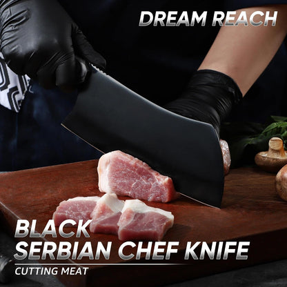Kiritsuke Chef Knife - High Carbon Steel Sharp Kitchen Knife with Full Tang Handle, Hand Forged Black Cooking Knives for Birthday Mother Father Gift