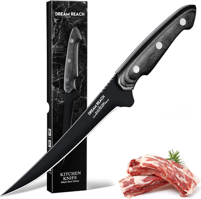 Kiritsuke Chef Knife - High Carbon Steel Sharp Kitchen Knife with Full Tang Handle, Hand Forged Black Cooking Knives for Birthday Mother Father Gift