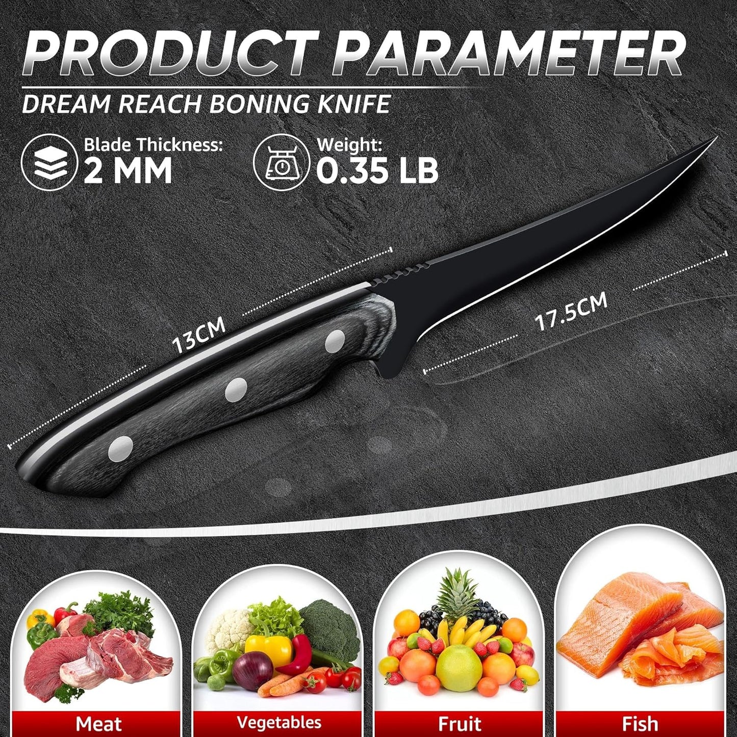 Kiritsuke Chef Knife - High Carbon Steel Sharp Kitchen Knife with Full Tang Handle, Hand Forged Black Cooking Knives for Birthday Mother Father Gift