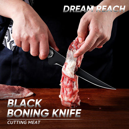 Kiritsuke Chef Knife - High Carbon Steel Sharp Kitchen Knife with Full Tang Handle, Hand Forged Black Cooking Knives for Birthday Mother Father Gift