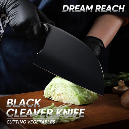Kiritsuke Chef Knife - High Carbon Steel Sharp Kitchen Knife with Full Tang Handle, Hand Forged Black Cooking Knives for Birthday Mother Father Gift