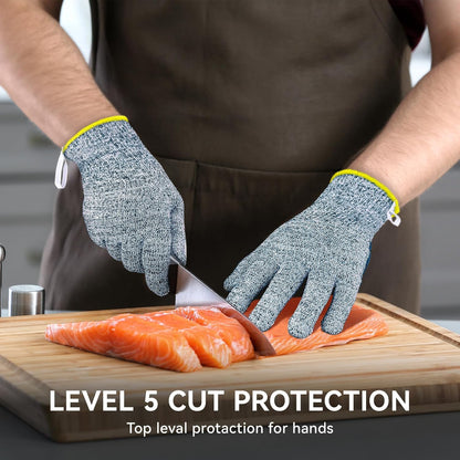 Cut Resistant Gloves, 100% Food Contact Safe, CE Level 5 Premium Protective Cutting Gloves
