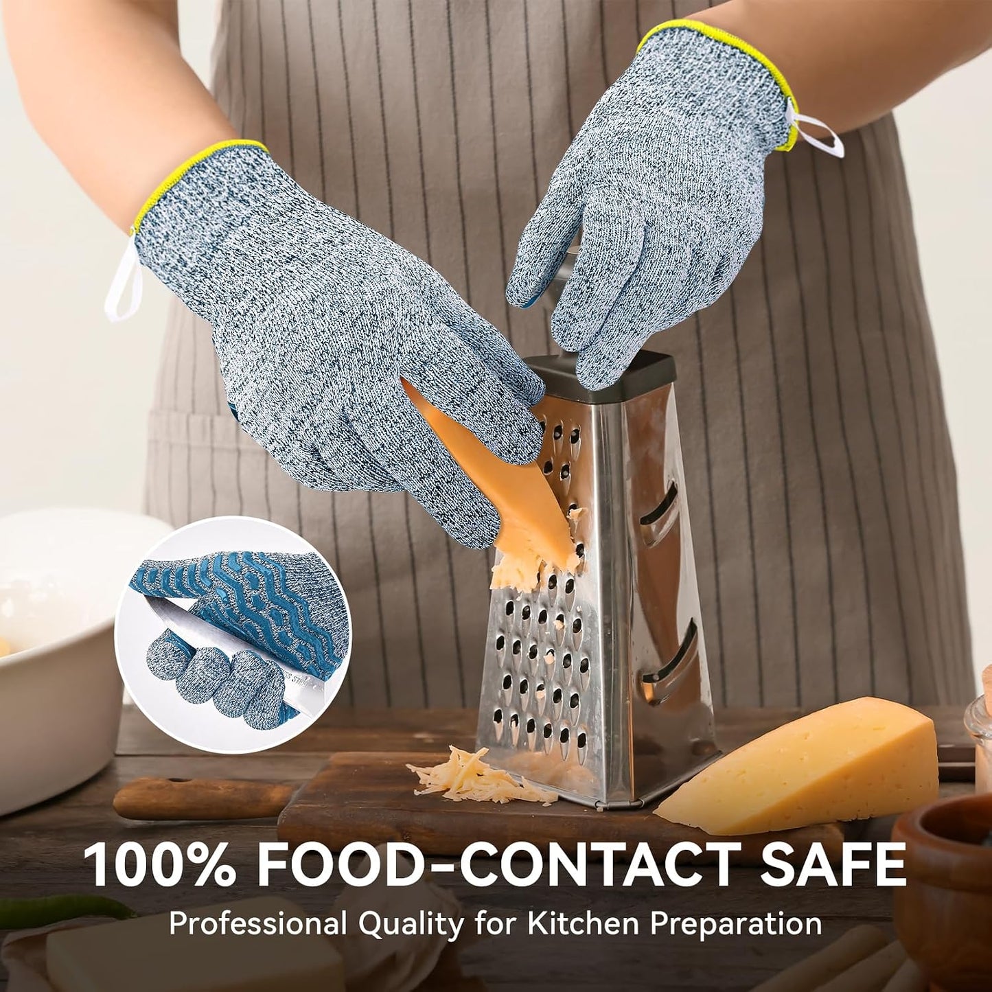 Cut Resistant Gloves, 100% Food Contact Safe, CE Level 5 Premium Protective Cutting Gloves