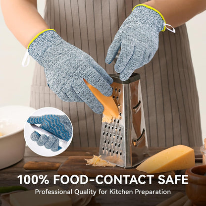 Cut Resistant Gloves, 100% Food Contact Safe, CE Level 5 Premium Protective Cutting Gloves