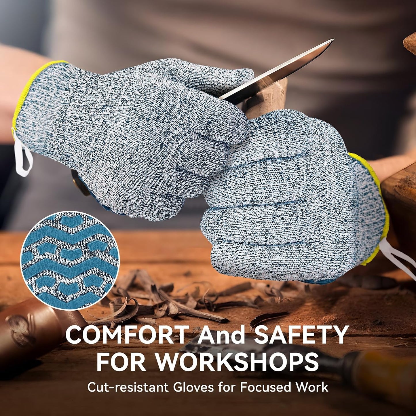 Cut Resistant Gloves, 100% Food Contact Safe, CE Level 5 Premium Protective Cutting Gloves