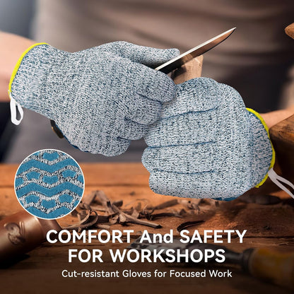 Cut Resistant Gloves, 100% Food Contact Safe, CE Level 5 Premium Protective Cutting Gloves