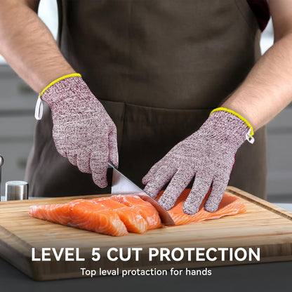 Cut Resistant Gloves, 100% Food Contact Safe, CE Level 5 Premium Protective Cutting Gloves
