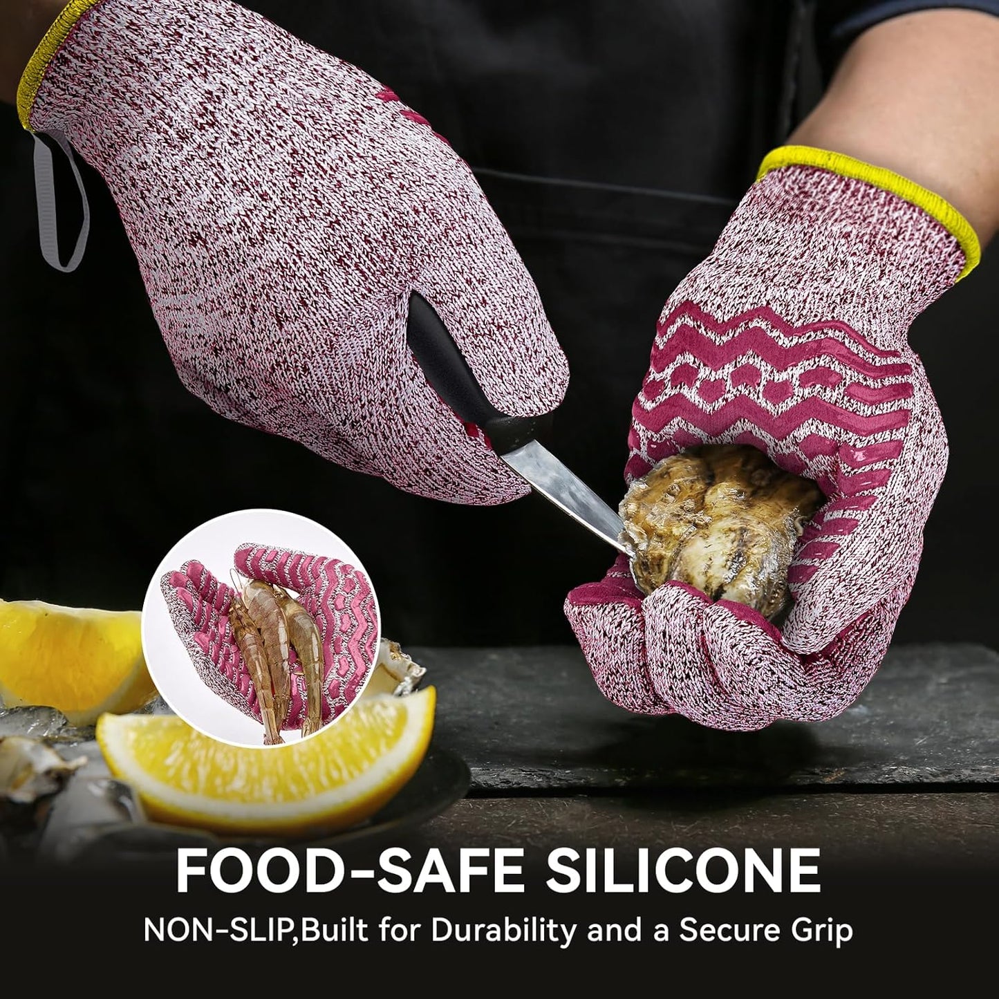 Cut Resistant Gloves, 100% Food Contact Safe, CE Level 5 Premium Protective Cutting Gloves