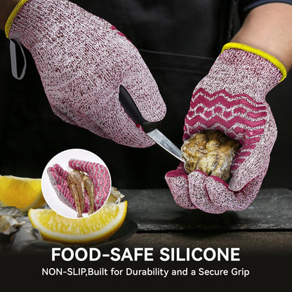 Cut Resistant Gloves, 100% Food Contact Safe, CE Level 5 Premium Protective Cutting Gloves