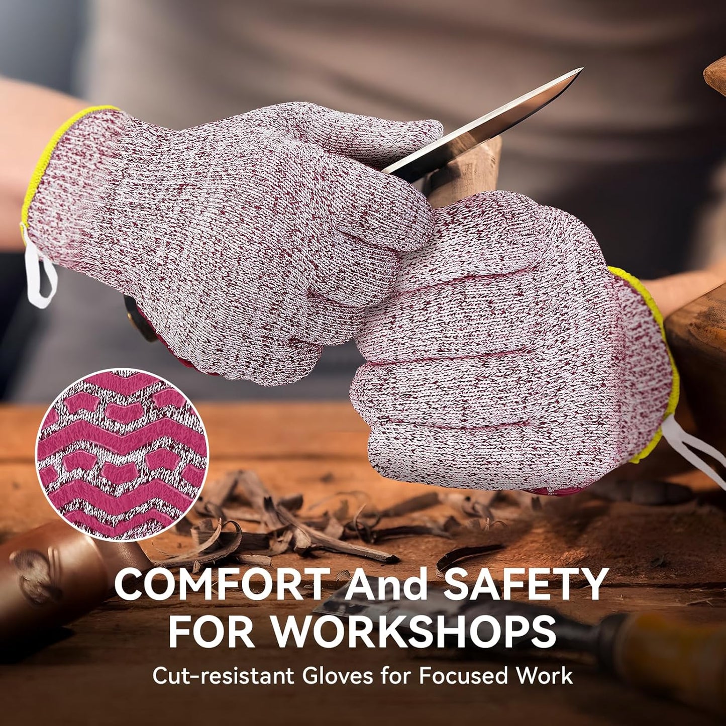 Cut Resistant Gloves, 100% Food Contact Safe, CE Level 5 Premium Protective Cutting Gloves