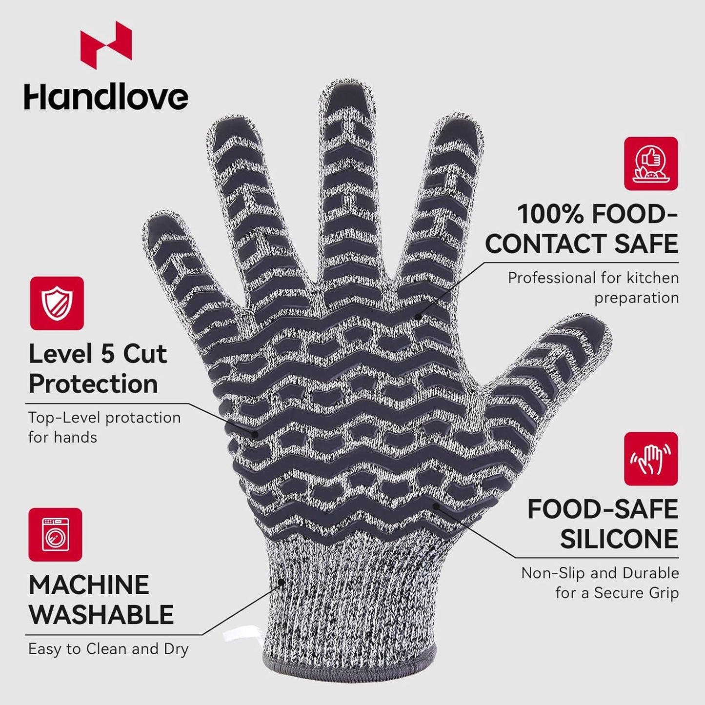 Cut Resistant Gloves, 100% Food Contact Safe, CE Level 5 Premium Protective Cutting Gloves