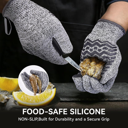 Cut Resistant Gloves, 100% Food Contact Safe, CE Level 5 Premium Protective Cutting Gloves