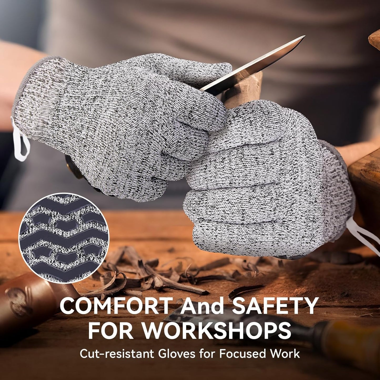 Cut Resistant Gloves, 100% Food Contact Safe, CE Level 5 Premium Protective Cutting Gloves