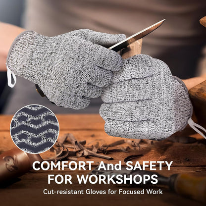 Cut Resistant Gloves, 100% Food Contact Safe, CE Level 5 Premium Protective Cutting Gloves