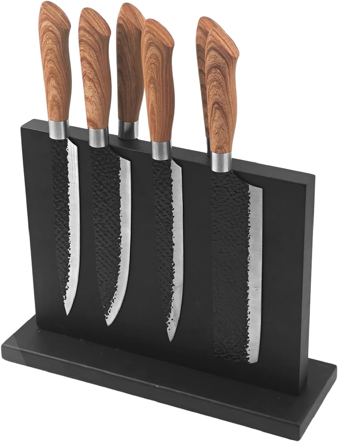 Magnetic Knife Block - Black Acacia Wood Knife Holder Stand,12 Inch,Double-Sided Design with Strong Magnets - Universal Knife Organizer Strip Storage Rack for Kitchen Counter