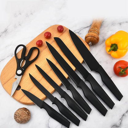 Knife Set, 14Pcs Kitchen Knife Set with Block Self Sharpening, High Carbon Stainless Steel Ultra Sharp Knives for Kitchen, 6 Steak Knives, Anti-slip Handle, Black, Elegant Gifts (Black)