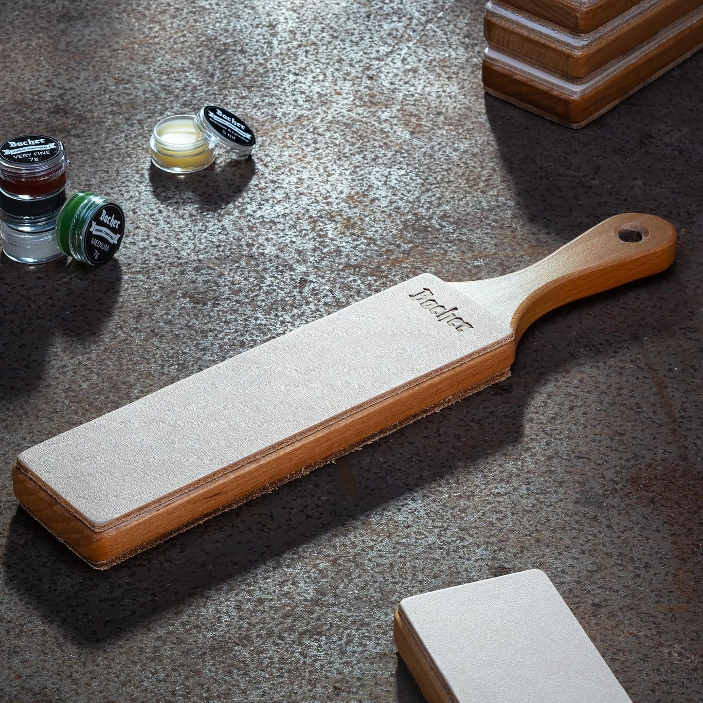 Premium Leather Strop for Knife Sharpening with Polishing Compound - Double Sided Stropping Leather – Stropping Kit: Knife Strop and Stropping Compound for Wood Carving and Woodworking