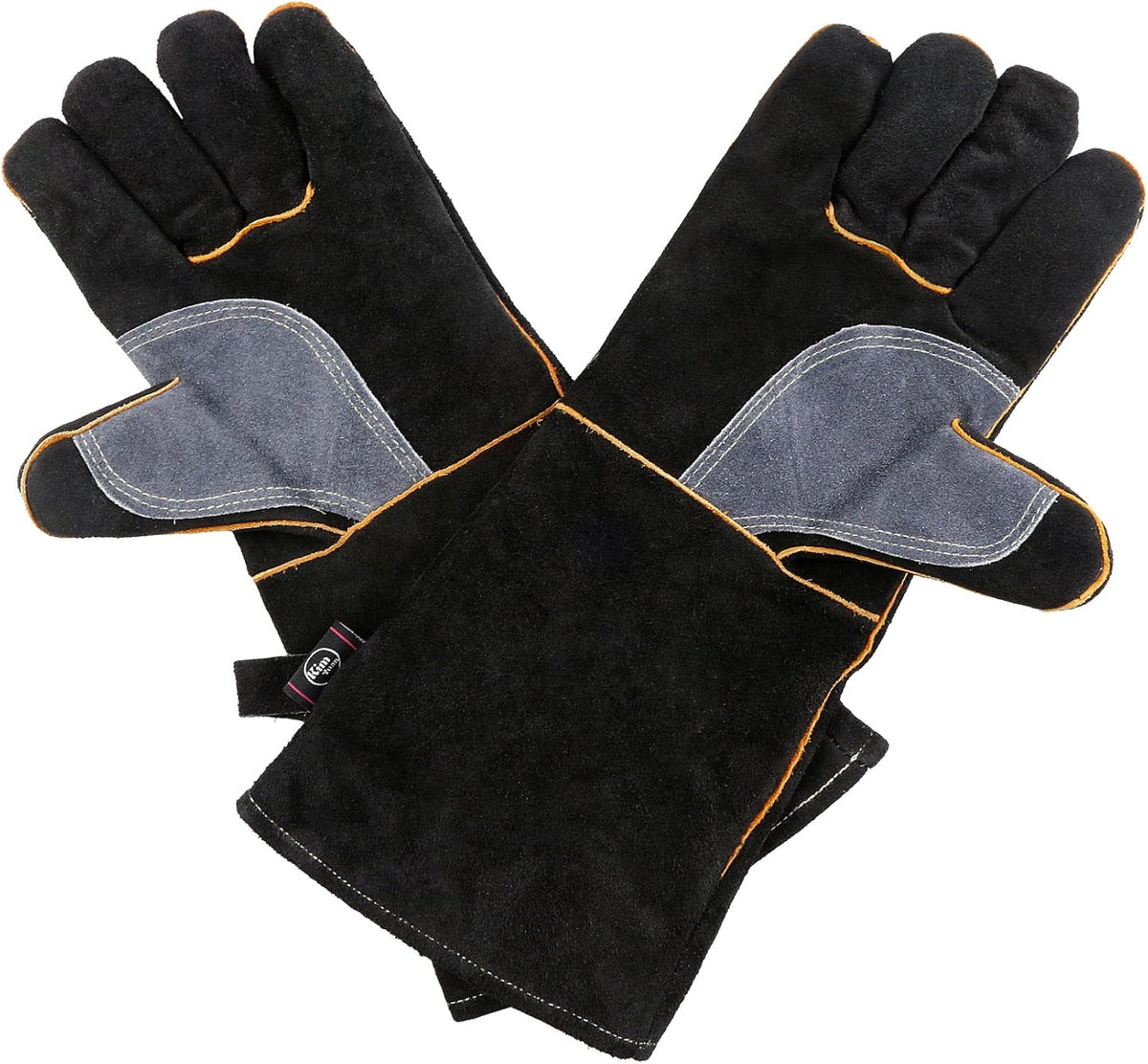 Extreme Heat & Fire Resistant Gloves Leather with Kevlar Stitching,Mitts Perfect for Fireplace, Stove, Oven, Grill, Welding, BBQ, Mig, Pot Holder, Animal Handling