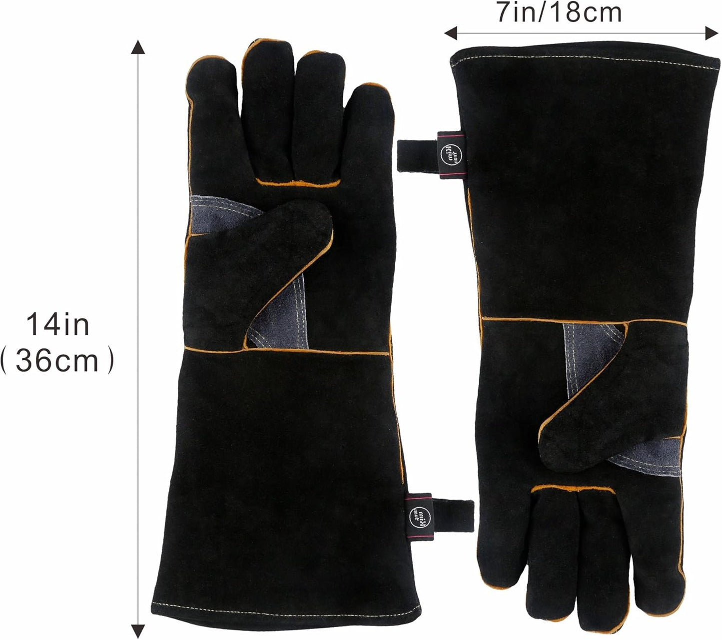 Extreme Heat & Fire Resistant Gloves Leather with Kevlar Stitching,Mitts Perfect for Fireplace, Stove, Oven, Grill, Welding, BBQ, Mig, Pot Holder, Animal Handling