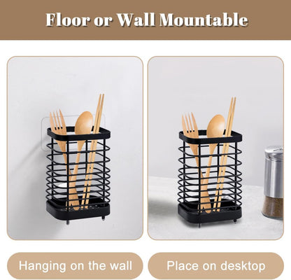 Kitchen Utensil Holder, Stainless Steel Cooking Cutlery Drainer, Storage Holder Utensil Organizer Caddy for Organize Drawer, Countertops and Tableware Storage