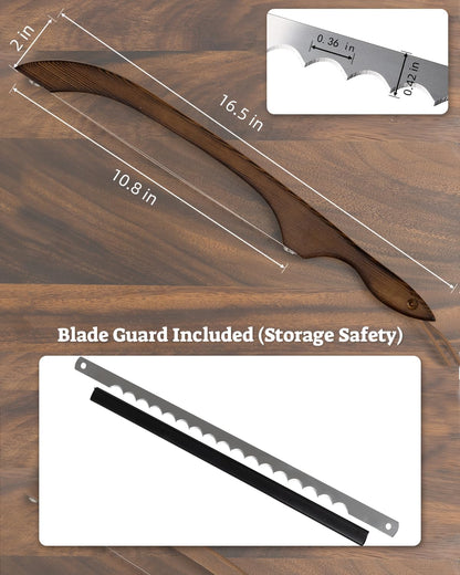 16.5" Bread Slicer, Sourdough Bread Knife for Homemade Bread | Serrated Bread Bow Knife for Smooth and Even Slices, Bread Cutter for Artisan Loaves, Bagels, and Baguettes