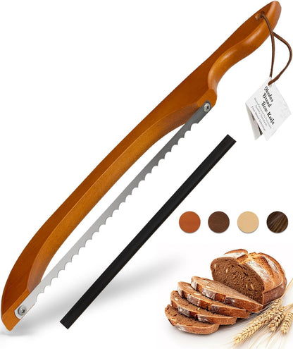 16.5" Bread Slicer, Sourdough Bread Knife for Homemade Bread | Serrated Bread Bow Knife for Smooth and Even Slices, Bread Cutter for Artisan Loaves, Bagels, and Baguettes