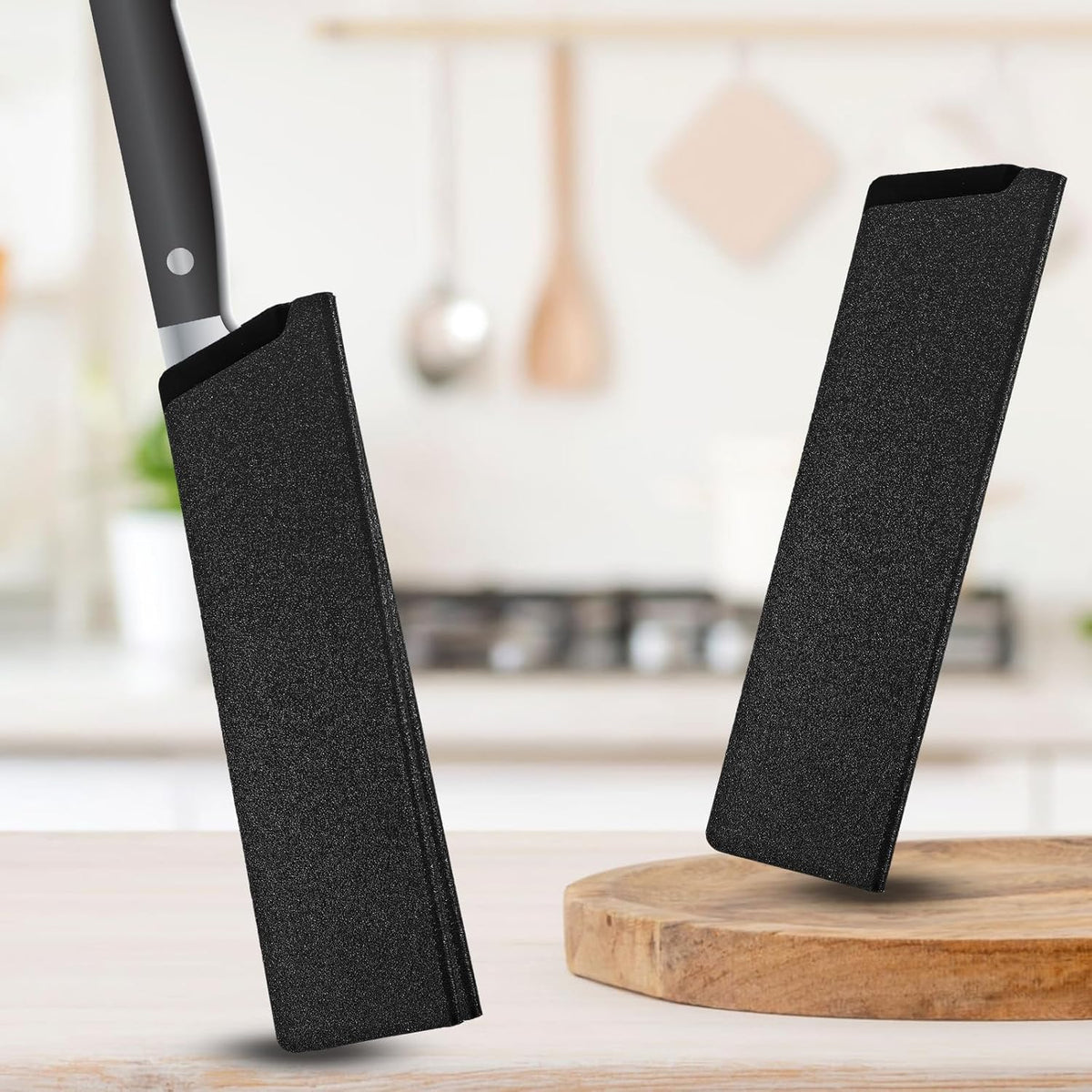 3 PCS Knives Sheath, Universal Kitchen Knife Covers or Sleeves | Black Waterproof Knife Edge Guards for 4"-8" Chef Knives, Plastic Blade Protector for Home Kitchen Travel (Black)