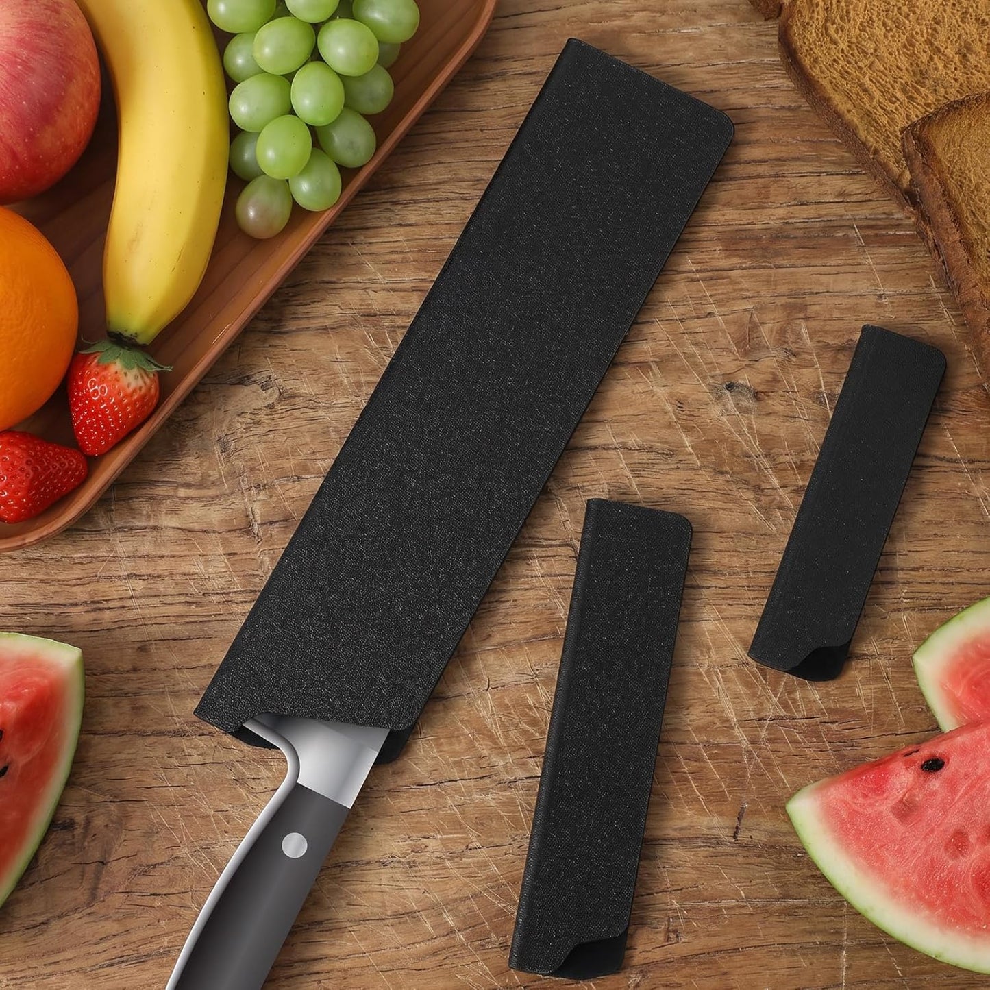 3 PCS Knives Sheath, Universal Kitchen Knife Covers or Sleeves | Black Waterproof Knife Edge Guards for 4"-8" Chef Knives, Plastic Blade Protector for Home Kitchen Travel (Black)