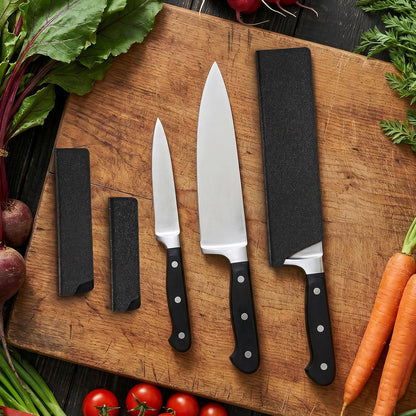 3 PCS Knives Sheath, Universal Kitchen Knife Covers or Sleeves | Black Waterproof Knife Edge Guards for 4"-8" Chef Knives, Plastic Blade Protector for Home Kitchen Travel (Black)