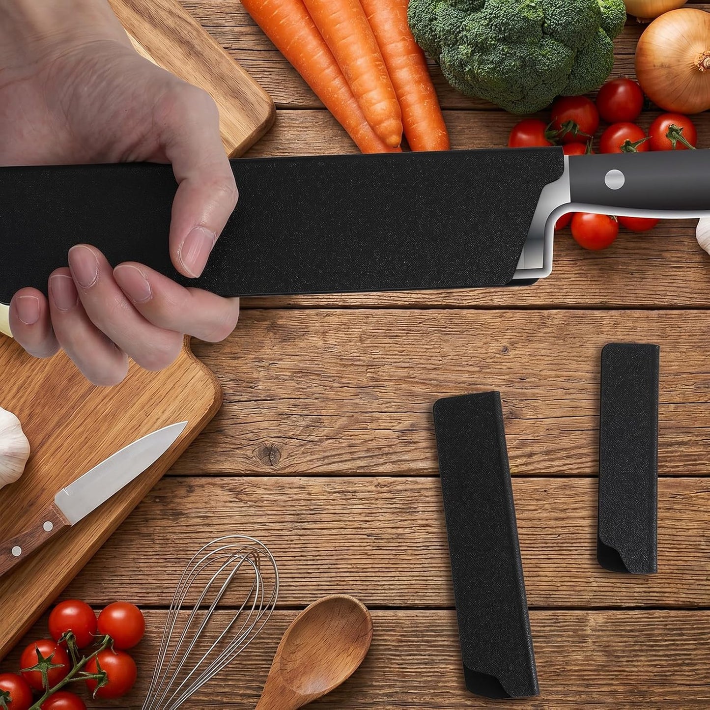 3 PCS Knives Sheath, Universal Kitchen Knife Covers or Sleeves | Black Waterproof Knife Edge Guards for 4"-8" Chef Knives, Plastic Blade Protector for Home Kitchen Travel (Black)