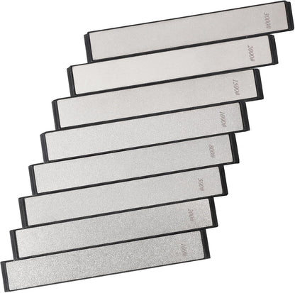 RUIXIN PRO 8 Pcs Diamond Knife Sharpening Stones for RUIXIN PRO RX-008 RX-009 Knife Sharpener Fixed-Angle Kit, Professional Whetstone Set With Base: 100/200/500/800/1000/1500/2000/3000 Grit