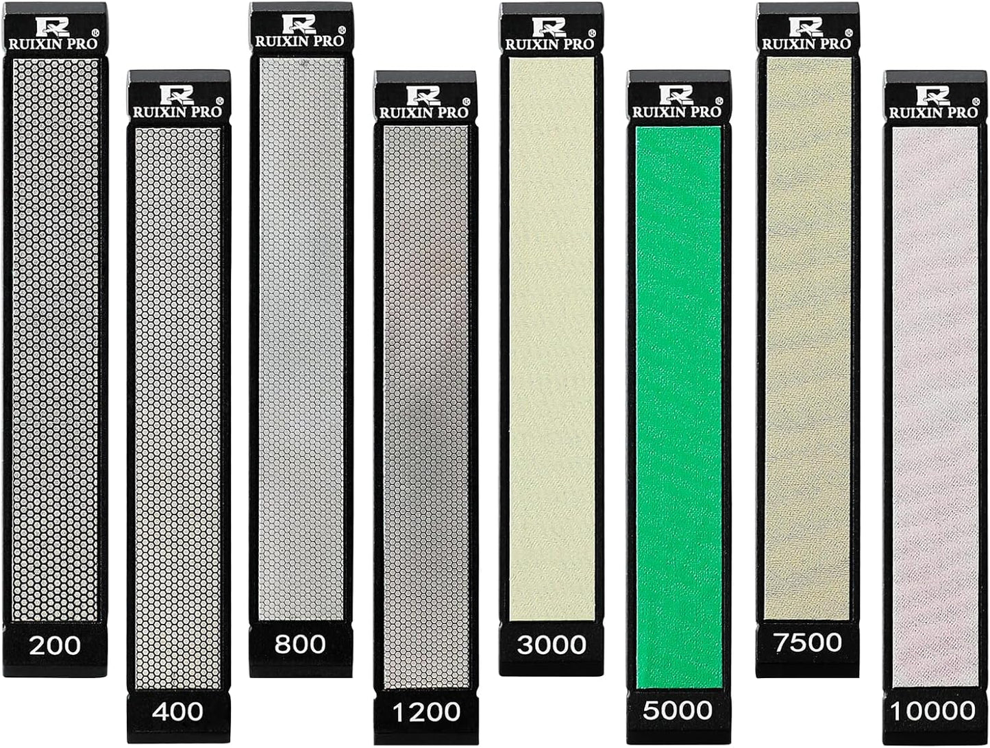 RUIXIN PRO 8 Pcs Diamond Knife Sharpening Stones for RUIXIN PRO RX-008 RX-009 Knife Sharpener Fixed-Angle Kit, Professional Whetstone Set With Base: 100/200/500/800/1000/1500/2000/3000 Grit