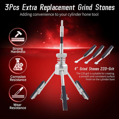 7PCS Cylinder Hone Tool Set, Adjustable Engine Cylinder Honing Grinding Tool for 3/4" to 7" Cylinders, Engine Piston Servicing Tools with 1-1/8", 3", 4" Replacement Honing Stones 220 Grit
