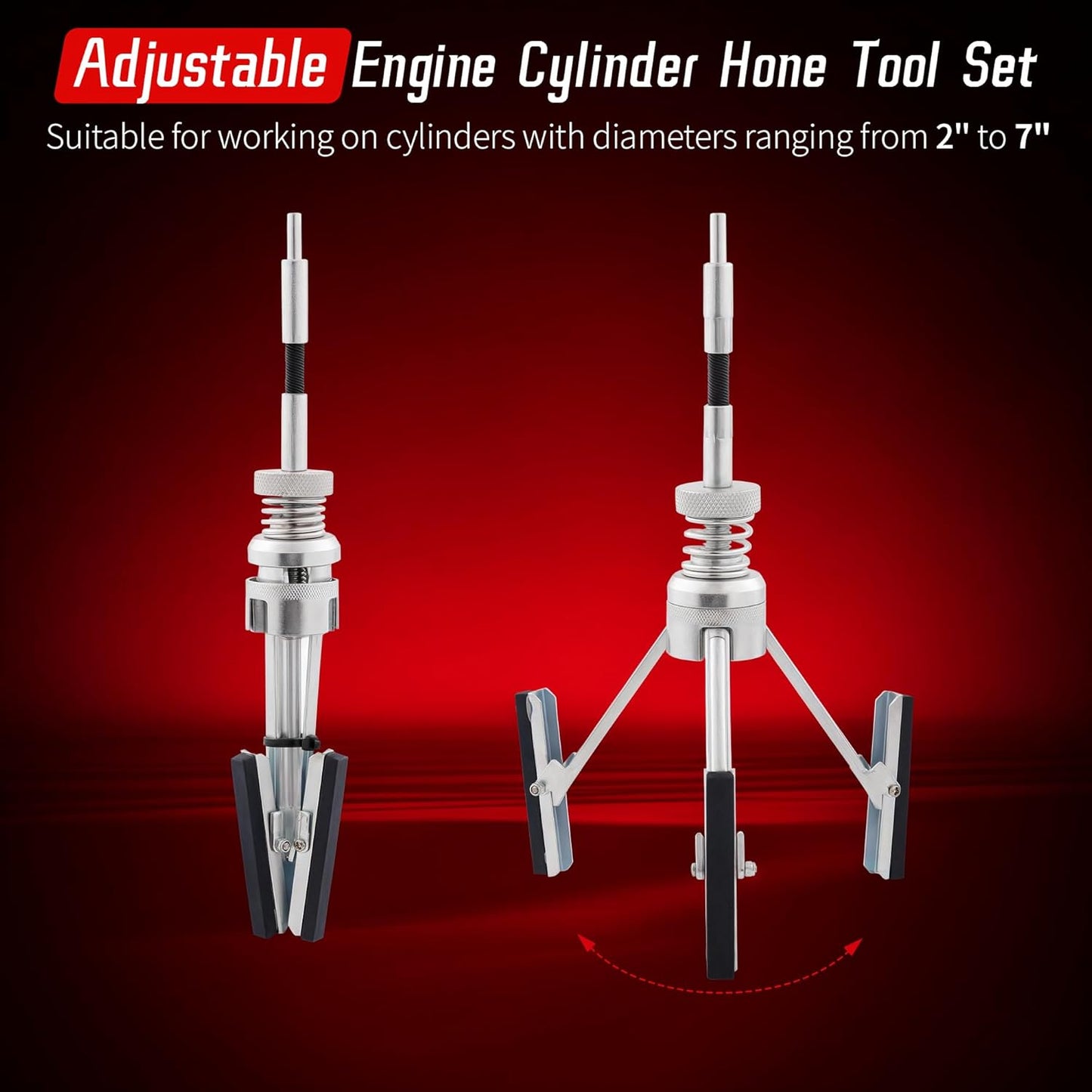 7PCS Cylinder Hone Tool Set, Adjustable Engine Cylinder Honing Grinding Tool for 3/4" to 7" Cylinders, Engine Piston Servicing Tools with 1-1/8", 3", 4" Replacement Honing Stones 220 Grit