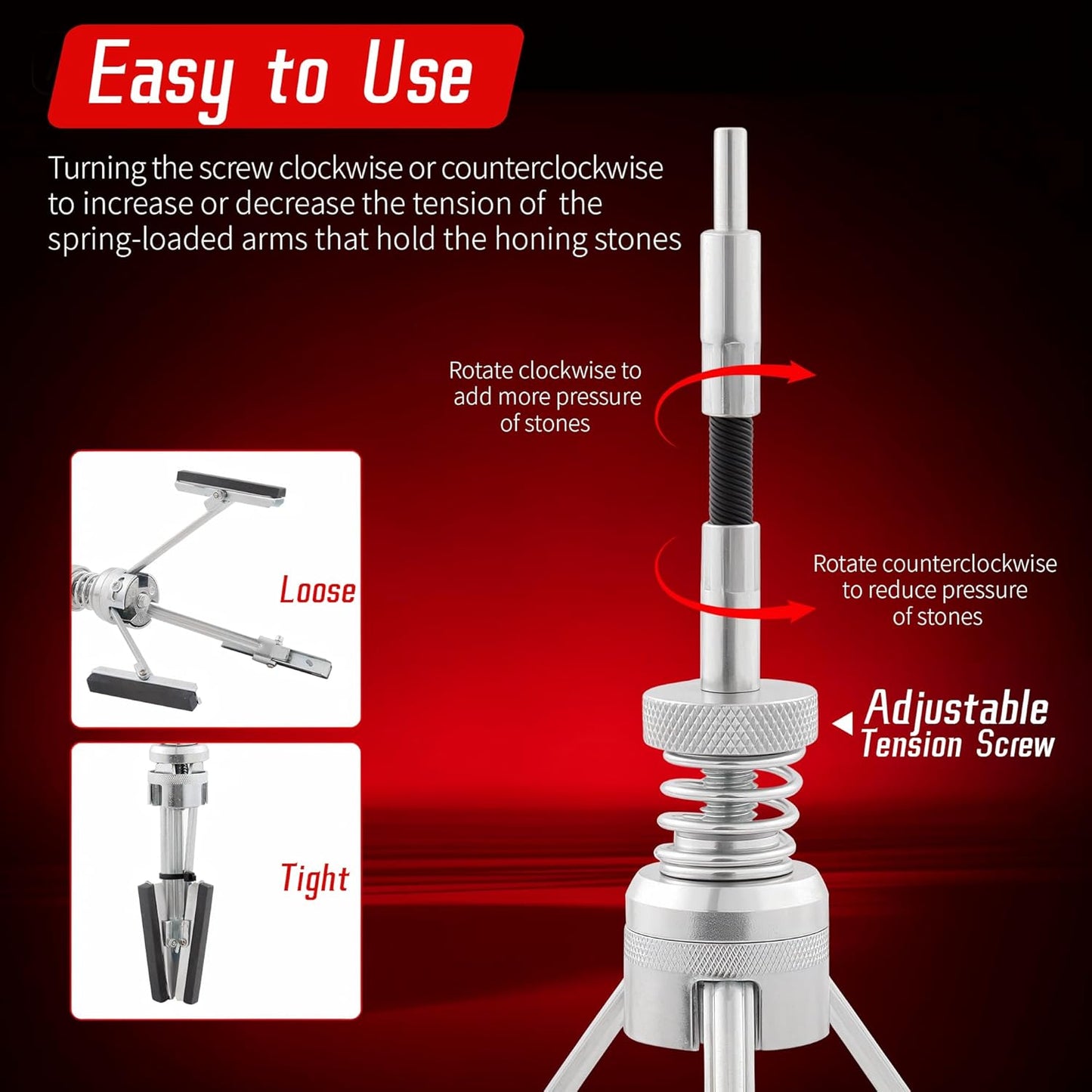 7PCS Cylinder Hone Tool Set, Adjustable Engine Cylinder Honing Grinding Tool for 3/4" to 7" Cylinders, Engine Piston Servicing Tools with 1-1/8", 3", 4" Replacement Honing Stones 220 Grit