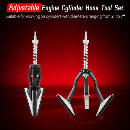 7PCS Cylinder Hone Tool Set, Adjustable Engine Cylinder Honing Grinding Tool for 3/4" to 7" Cylinders, Engine Piston Servicing Tools with 1-1/8", 3", 4" Replacement Honing Stones 220 Grit