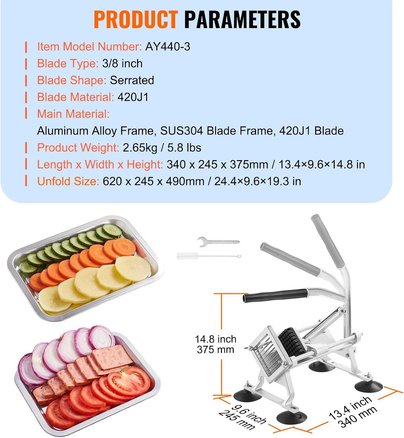 Commercial Vegetable Slicer, 1/4 and 1/2 inch Tomato Slicer, Stainless Steel and Aluminum Alloy Vegetable Cutter Slicer, Manual Tomato Slicer with Non-slip Feet, for Tomatoes, Onions, Potatoes