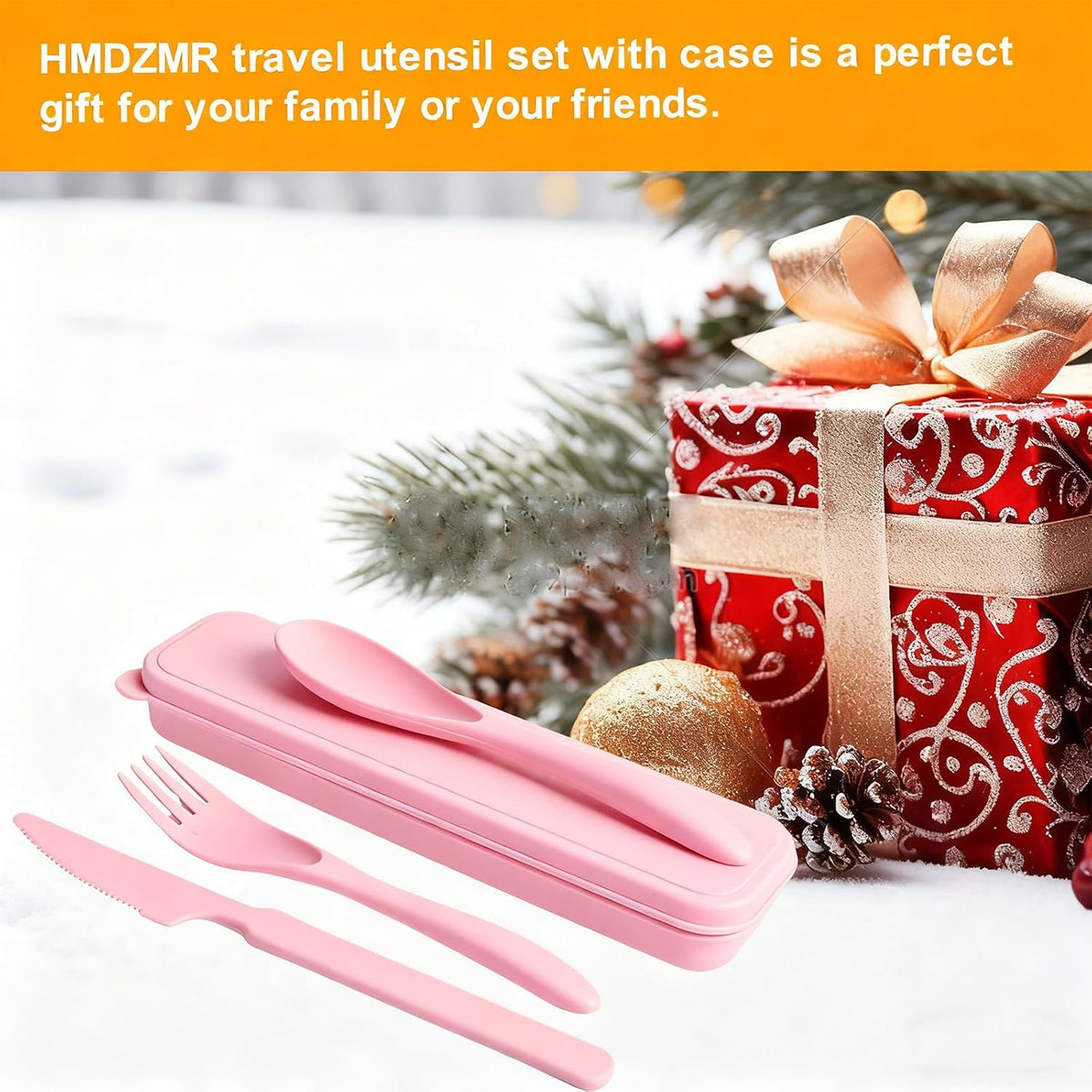 Travel Utensils with Case, Camping Utensil Sets, Wheat Straw Portable Knife Fork Spoons Tableware, Reusable Utensils for Lunch Box (Black)