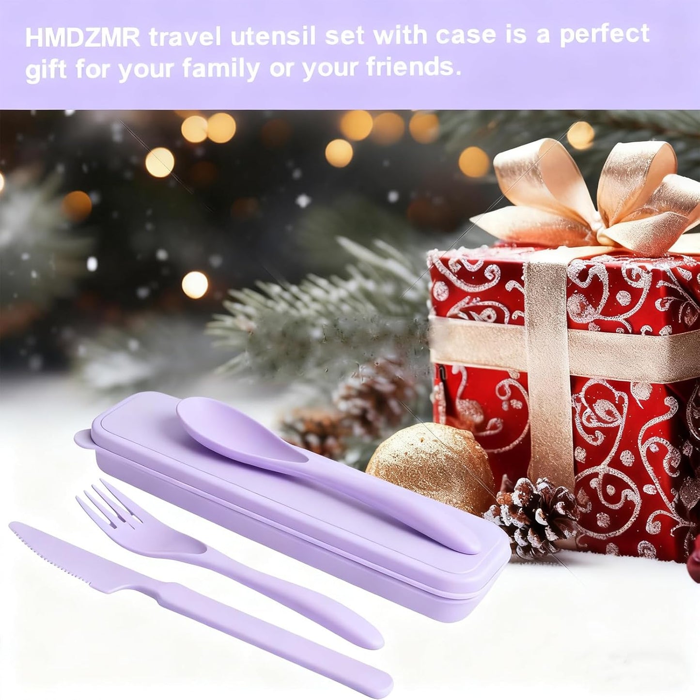 Travel Utensils with Case, Camping Utensil Sets, Wheat Straw Portable Knife Fork Spoons Tableware, Reusable Utensils for Lunch Box (Black)