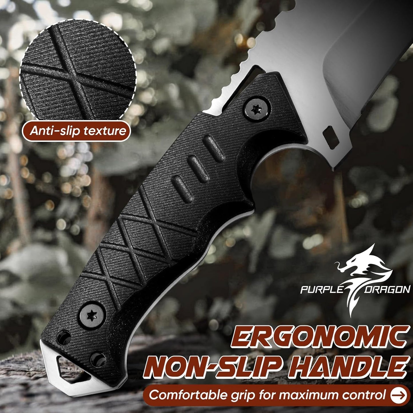 Fixed Blade Knife with Kydex Sheath - Plain Blade | D2 Steel Blade, Ergonomic G10 Handle, Gift Box, Outdoor Survival Gear, for Bushcraft Survival and Hiking